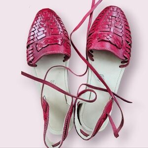 Mexican Artisan Huarache Red Sandals
